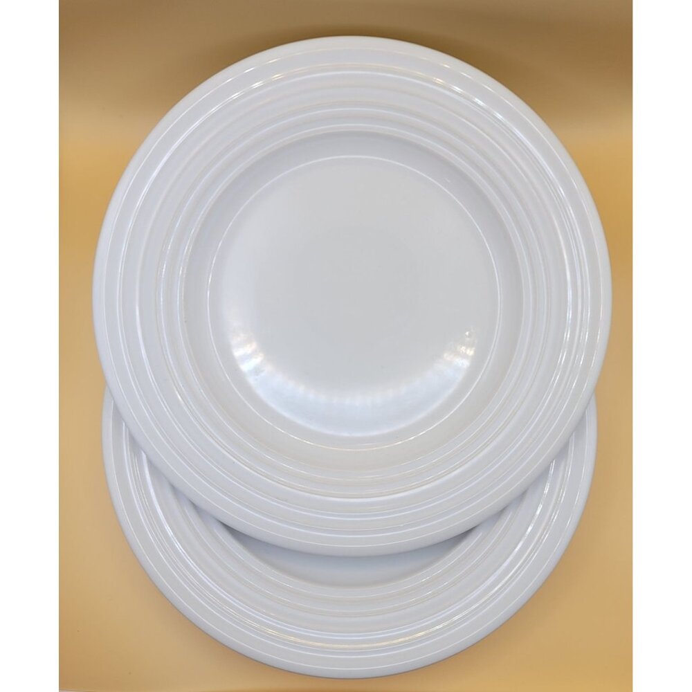Gibson Home White Dessert Plates 8.5 Inch Stoneware Classic Ringed Design DH880